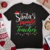 Santa’s Favorite Teacher Funny Christmas Santa Light T Shirt T Shirt