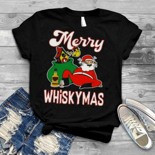 Scotch whisky drinking santa claus funny christmas T Shirt