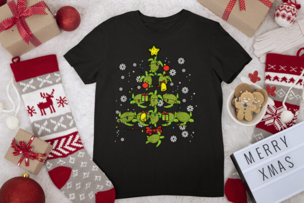 Sea Turtle Christmas Tree Animal Xmas PJs Pajamas Women Men T Shirt