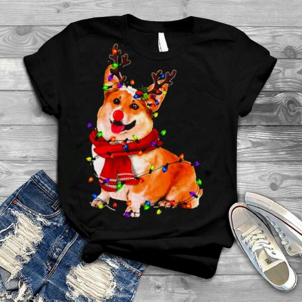 Silly Reindeer Corgi Christmas Graphic Xmas shirt