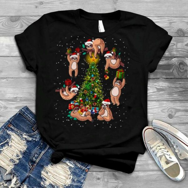 Sloth Around Christmas Tree Sweater T shirt