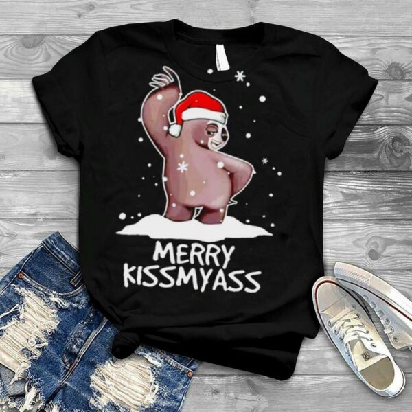 Sloth Merry Christmas Kissmyass funny shirt