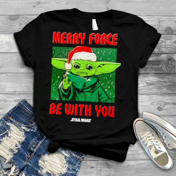 Star Wars Baby Yoda Christmas Merry Force Be With You Shirt