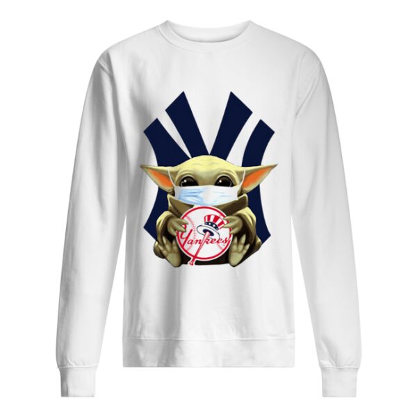 Star wars baby yoda mask hug new york yankees shirt