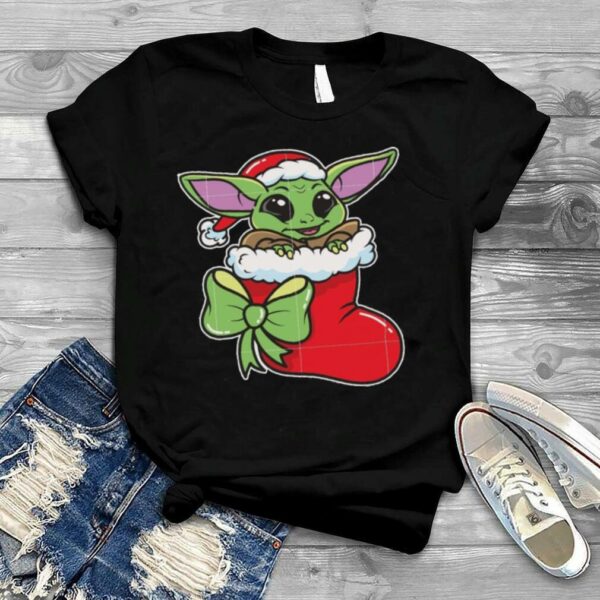 Stuck In Red Sock Baby Yoda Star Wars Baby Christmas shirt