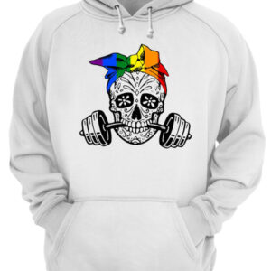 Sugar skull weight lifting LGBT shirt 3