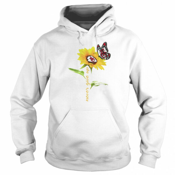 Sunflower And Butterfly Kansas City Chiefs Football Never Give Up shirt