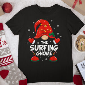 Surfing Gnome Matching Family Group Christmas Party T Shirt