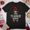 Teacher Gnome Buffalo Plaid Matching Family Christmas T Shirt