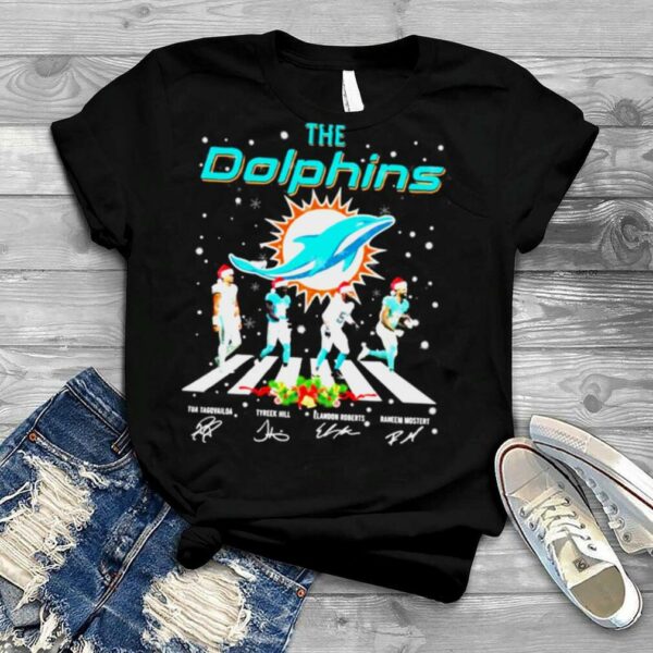 The Dolphins NFL Team 2022 Abbey Road Merry Christmas Signature Shirt