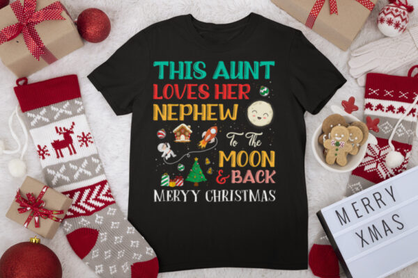 This Aunt Loves Nephew To The Moon And Back Christmas T Shirt