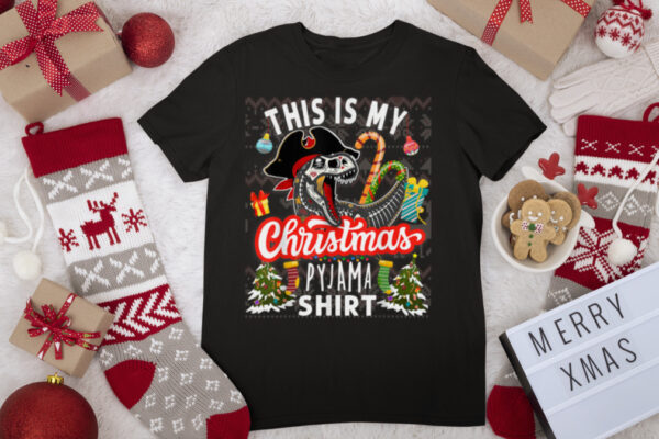 This Is My Christmas Pyjama Pirate Dinosaur Skull Costume T Shirt