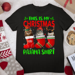 This Is My Christmas Schnauzer cat Pajama Xmas T Shirt