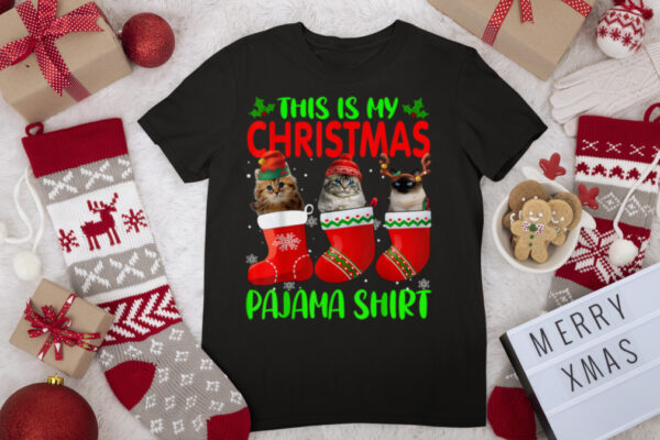 This Is My Christmas Schnauzer cat Pajama Xmas T Shirt