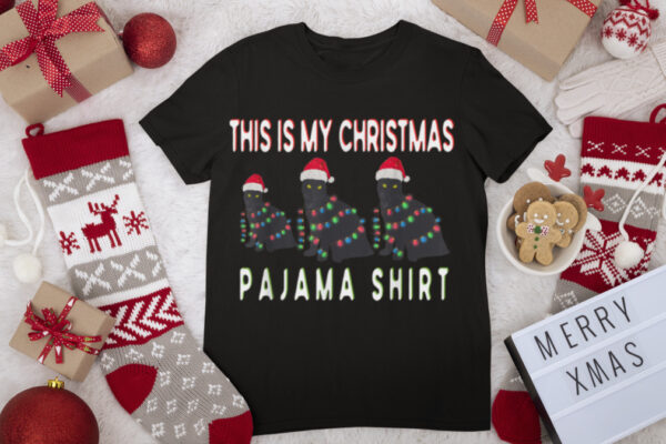 This is My Christmas Pajama Boys Girls Kids Black Cats T Shirt