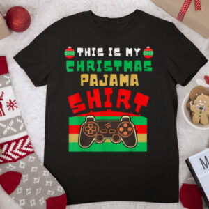 This is My Christmas Pajama Santa Hat Gamer Video Games Xmas T Shirt
