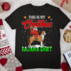 This is My Christmas Pajama Santa Riding Pitbull Dog Lover X T Shirt
