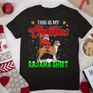 This is My Christmas Pajama Santa Riding Pitbull Dog Lover X T Shirt