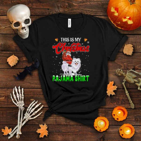 This is My Christmas Pajama Santa Riding Pomeranian Dog Love T Shirt