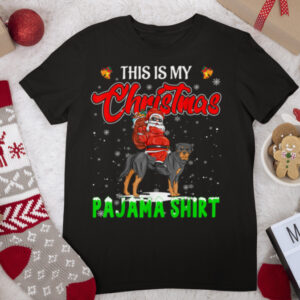 This is My Christmas Pajama Santa Riding Rottweiler Dog Love T Shirt