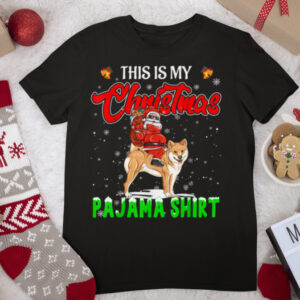 This is My Christmas Pajama Santa Riding Shiba Inu Dog Lover T Shirt