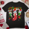 Three Bunny In Sock Christmas Cute Santa Hat T Shirt