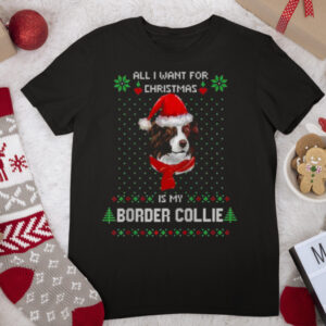 Ugly Shirt ALL I WANT FOR CHRISTMAS IS MY BORDER COLLIE Raglan Shirt