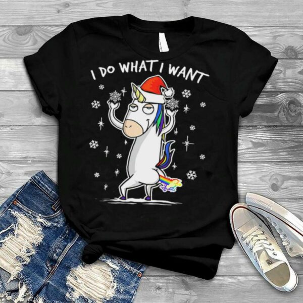 Unicorn Santa Claus Hat I Do What I Want Christmas Shirt