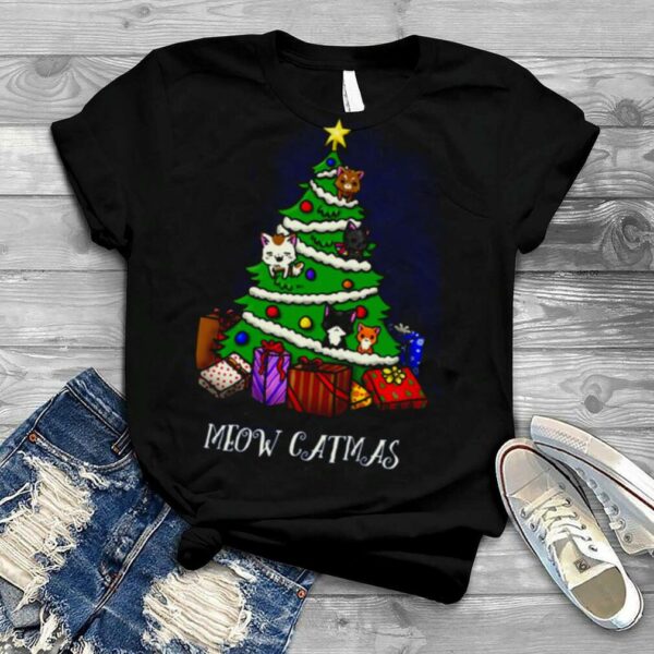 Watch You Christmas Tree Meowy Catmas shirt