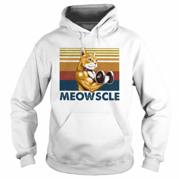 Weightlifting cat meowscle vintage retro shirt