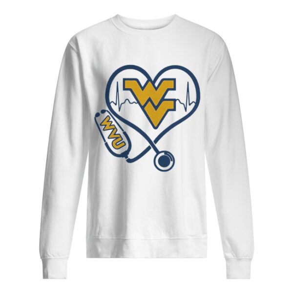 West Virginia Mountaineers football nurse stethoscope love heartbeat shirt