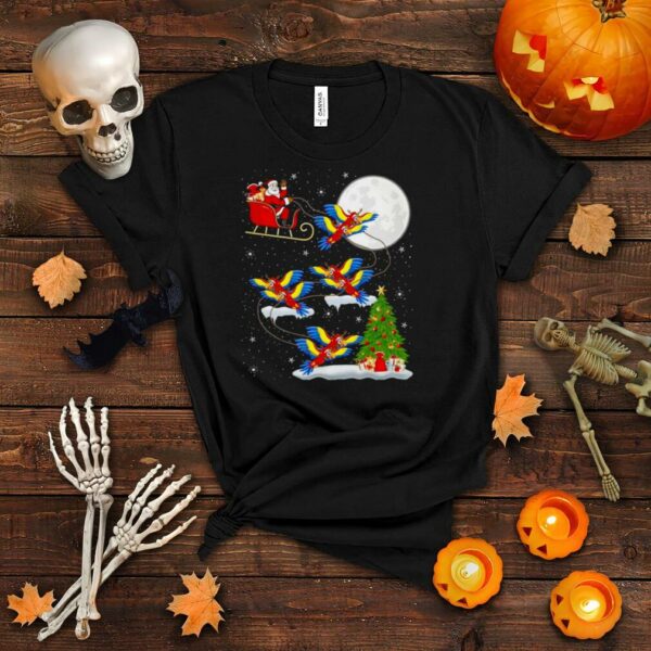 Xmas Lighting Tree Santa Riding Macaw Christmas Sweater T shirt