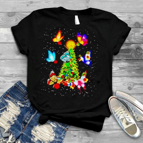 butterfly with Christmas tree gift shirt