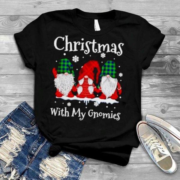 christmas with my gnomies red buffalo plaid shirt