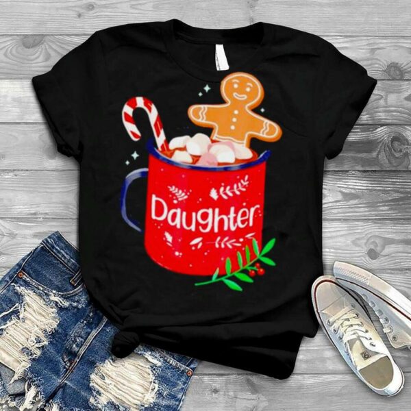 cocoa mug with candy cane daughter Christmas matching family shirt