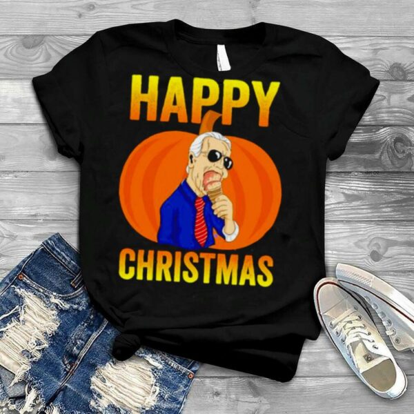 happy Christmas Biden eating ice cream pumpkin shirt