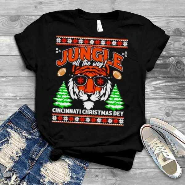 jungle all the way Cincinnati Christmas dey Cincinnati Bengals ugly Christmas shirt