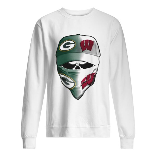 kull mask green bay packers and wisconsin badgers shirt