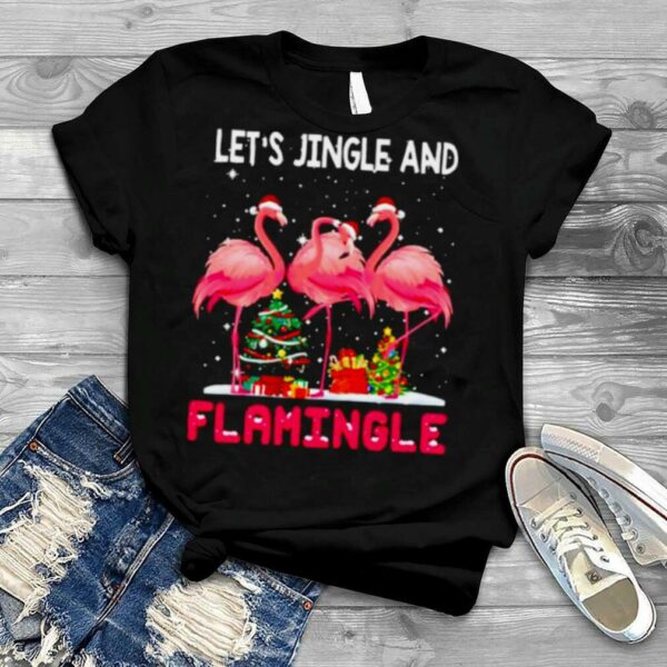 let’s jingle and flamingo Christmas shirt