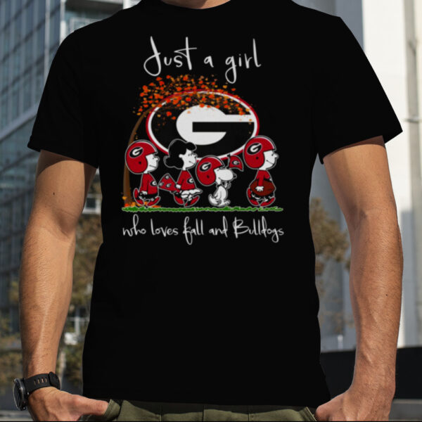 Just A Girl Who Loves Fall And Bulldogs T Shirt