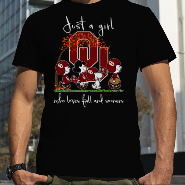 Just A Girl Who Loves Fall And Sooners T Shirt