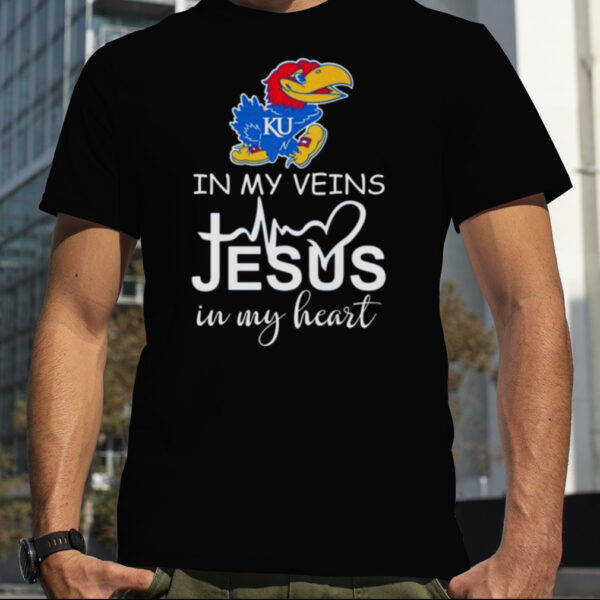 Kansas Jayhawks Logo 2023 In My Veins Jesus In My Heart shirt