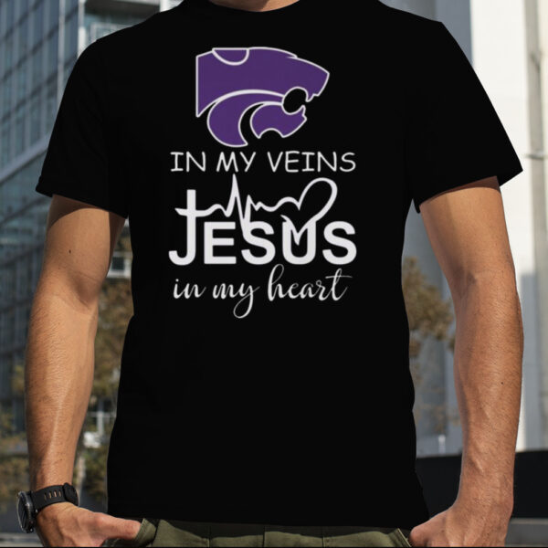 Kansas State Wildcats Logo 2023 In My Veins Jesus In My Heart shirt