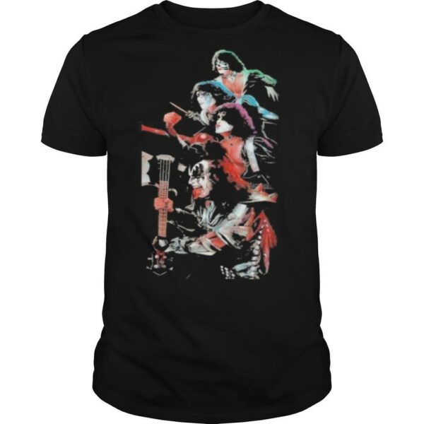 Kiss band members guitar shirt