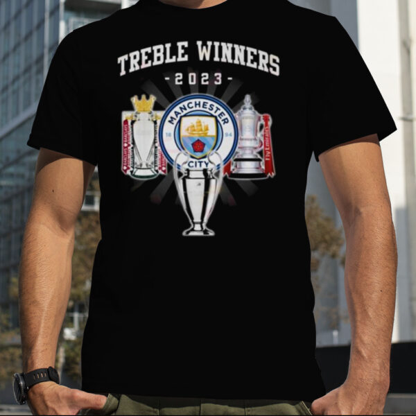 Manchester City Treble Winners 2023 Trophy T Shirt