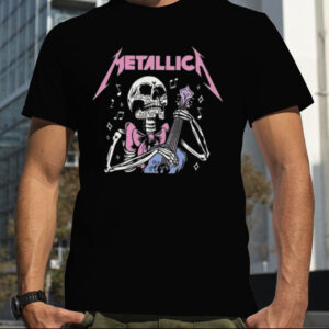Metallica Pink Skull Playing Guitar World Tour 2023 Shirt