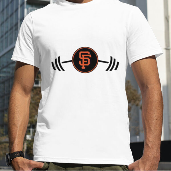 Mitch Haniger wearing San Francisco Giants Barbell shirt