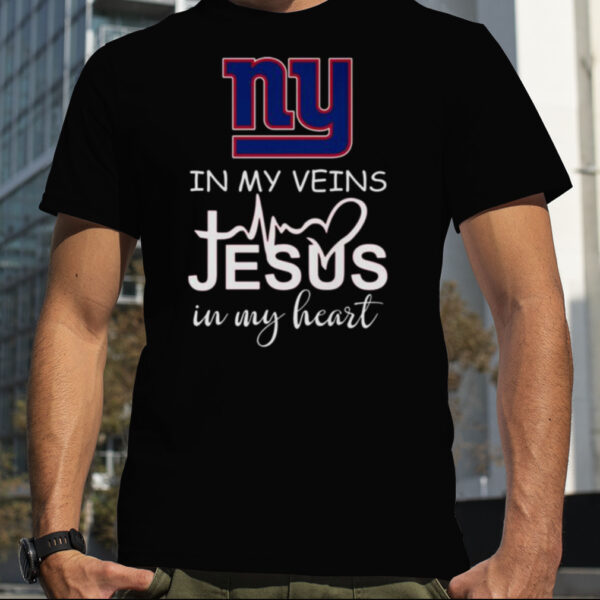 New York Giants Logo 2023 In My Veins Jesus In My Heart shirt