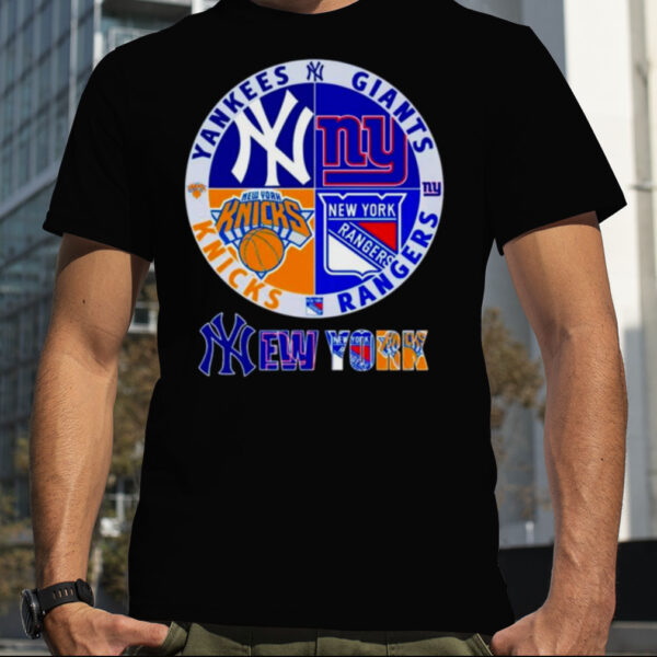 New York Yankees Giants Knicks Rangers logo shirt