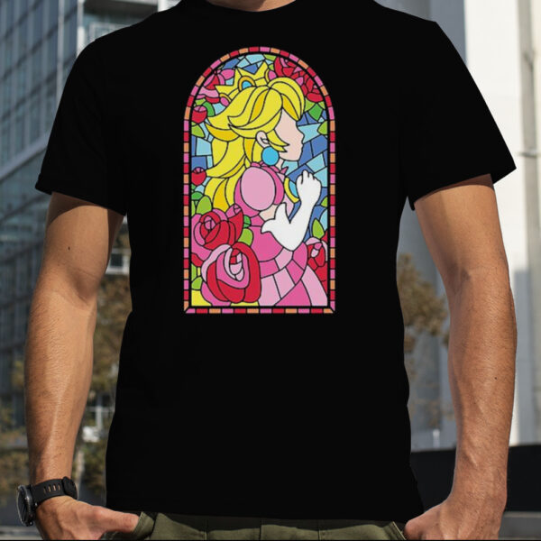 Princess Peach Stained Glass Window Super Mario Bros T Shirt